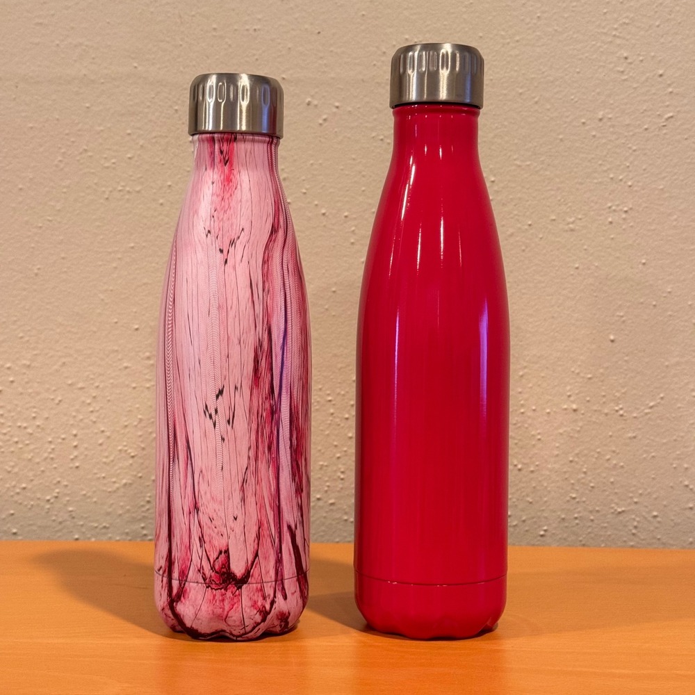 BonBon Water Bottle Pink Marble Solid Set Insulated Stainless Steel 2 pc set